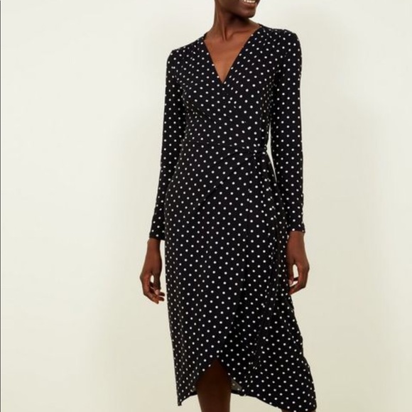 h&m polka dot wrap dress